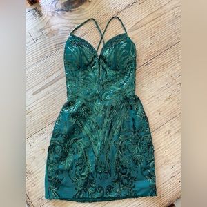 Sequin lace up dress